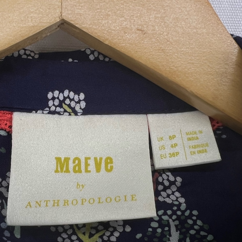 Maeve Anthropologie Colorful Tree Print Button Front Modal Shirt 4P - Picture 7 of 8